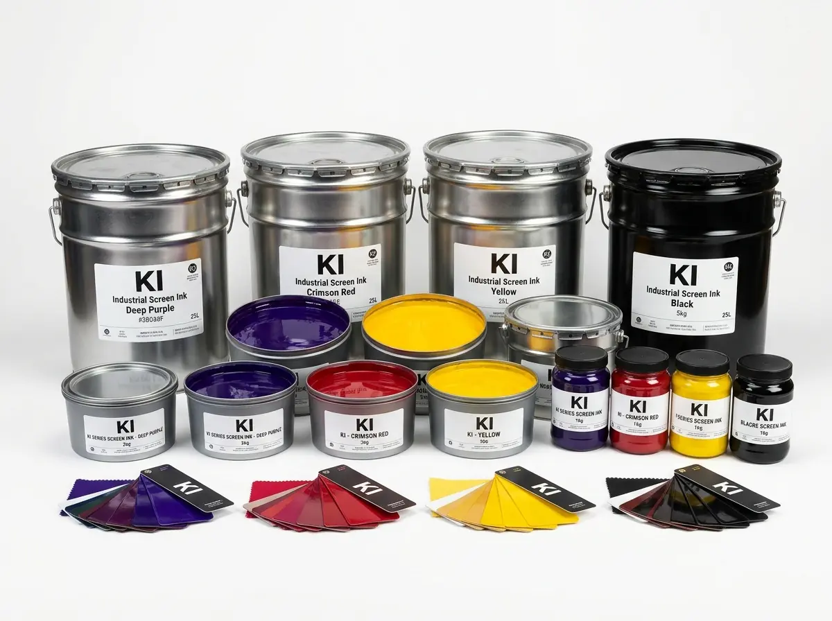 Krishna Ink industrial screen printing ink range with colour swatches