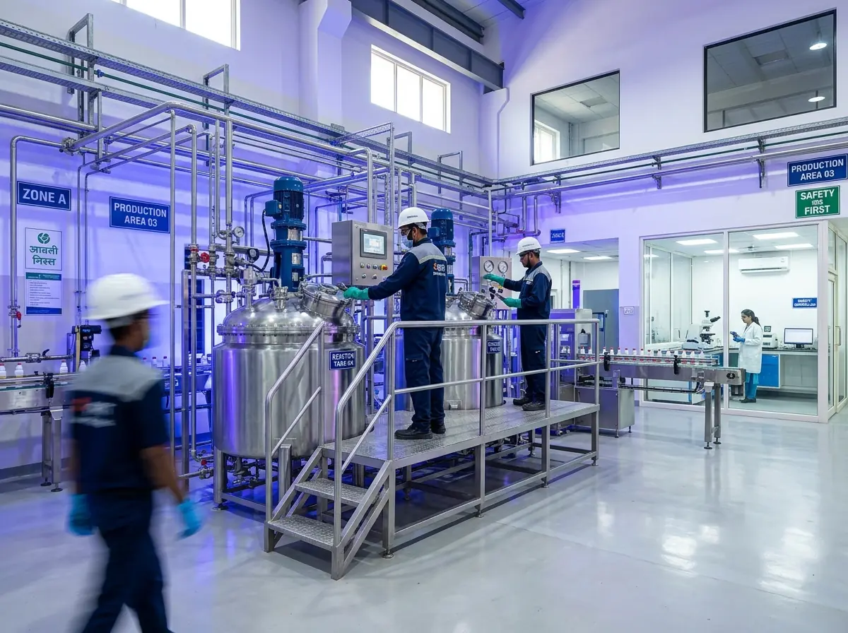 Krishna Ink ink manufacturing plant with production team